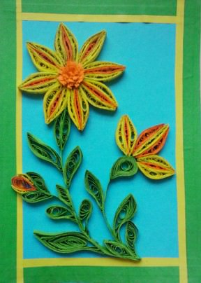 Recycled shredded paper framed flower
