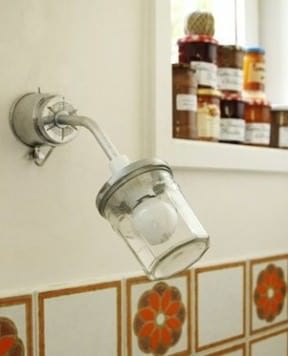 Light with jar of jam
