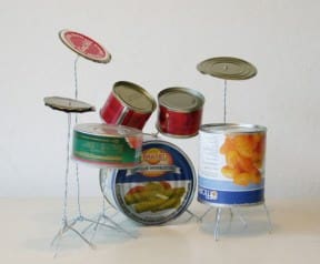 Drum kit from tin cans