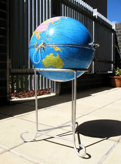 World BBQ Outside The World BBQ in social metals  with World globe Garden BBQ 