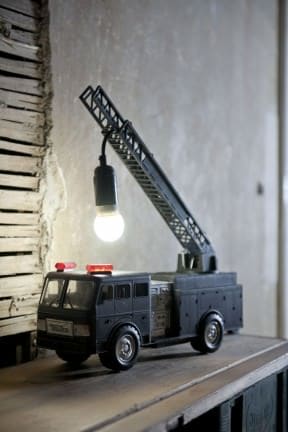 Upcycled Fire Truck Lamp