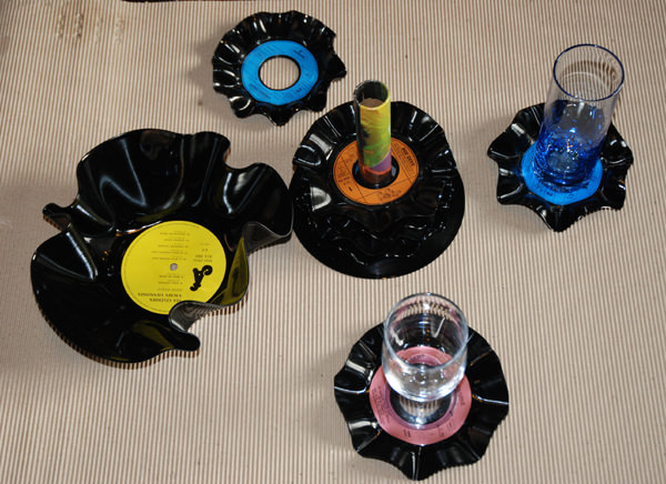 set apéro Appetizer set in vinyl accessories  with Vinyl Music coasters Bowls 