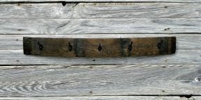 Wine Barrel Stave Crate with Rusty Cast Iron Hooks