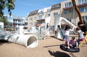 Playground with used windmill parts