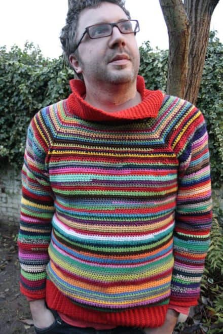 Sweater made with leftover yarn