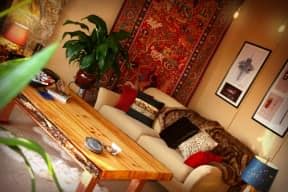 Salvaged Wood Slab and Copper Coffee Table