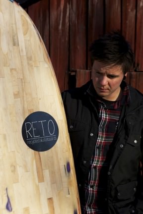 Surfboard made from recycled skateboards