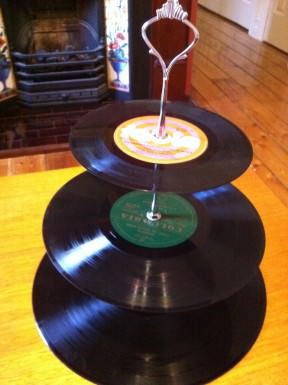 Upcycled Vinyl Cake Stand