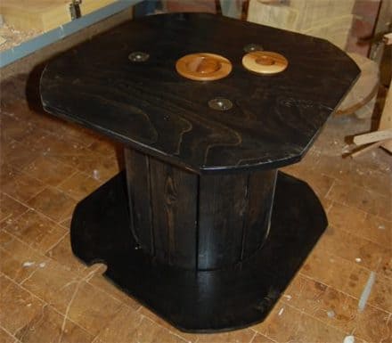 Transform recycled cable reel to a living room table