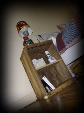 Bedside table with old apple crate