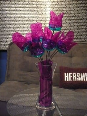 Recycled plastic bottle flowers