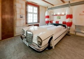 Cars repurposed as beds
