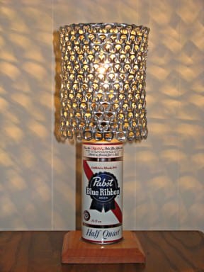 Vintage Beer Can Lamp With Pull Tab Lampshade