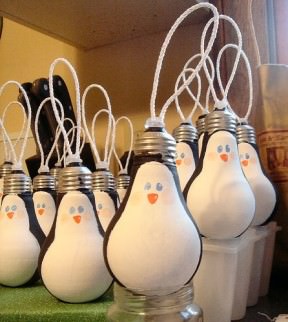 Recycled Christmas bulb decorations