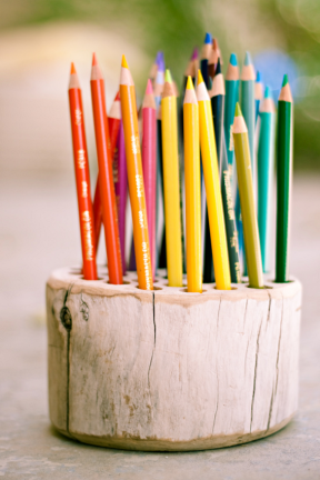 Wood pencil holder