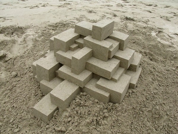 sand 1 600x450 Geometric sandcastles by Calvin Seibert in wood social diy art  with summer sand Beach 