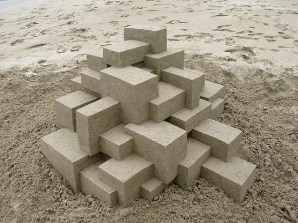 sand 2 600x450 Geometric sandcastles by Calvin Seibert in wood social diy art  with summer sand Beach 
