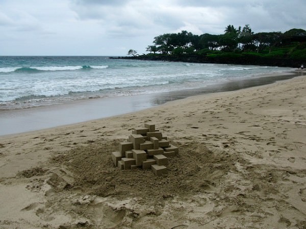 sand 9 600x450 Geometric sandcastles by Calvin Seibert in wood social diy art  with summer sand Beach 
