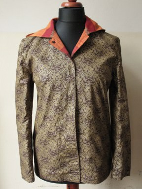 Recycled curtains into 2side jacket