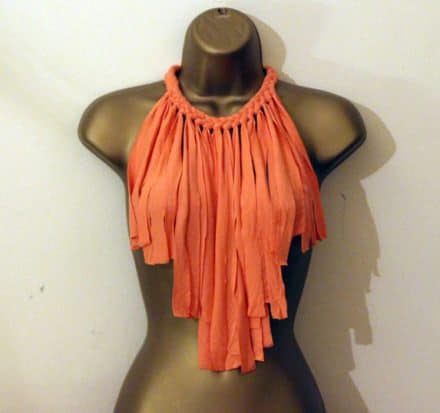 Fabric necklace with fringe