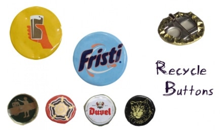 Recycled Buttons made from bottle caps and pull tabs