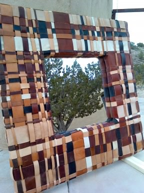 Leather scrap mirror frame
