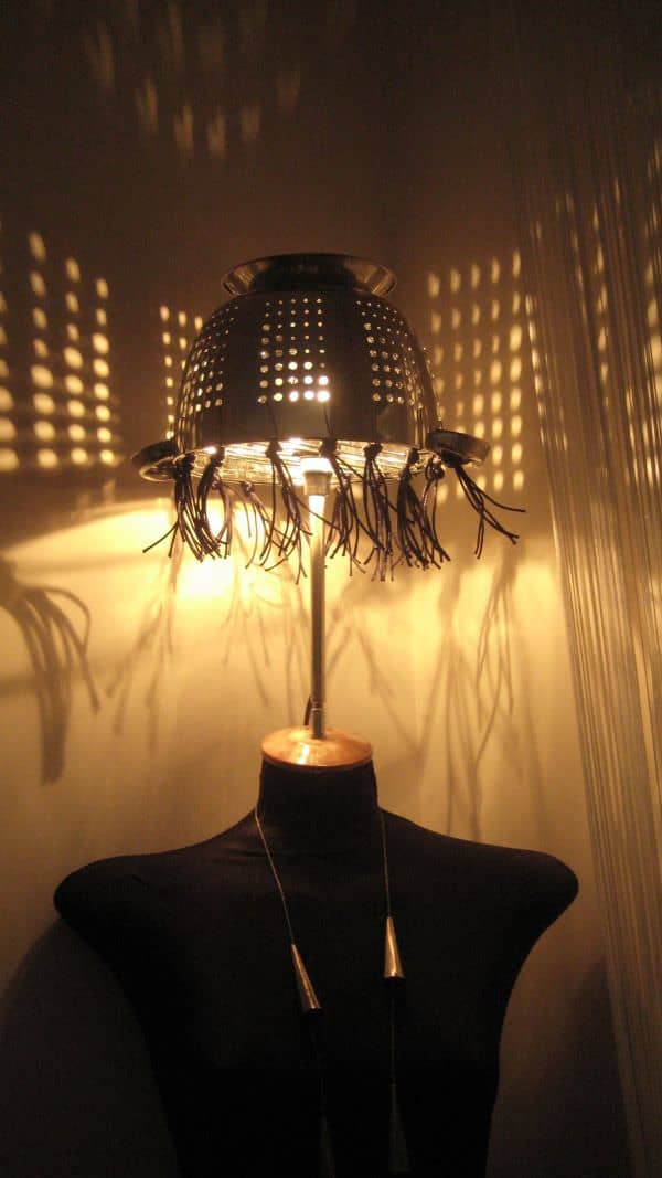 Mannequin & Pasta Strainer Floor Lamp 2 • Lamps & Lights • Recyclart recycle2