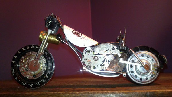 Tissot Watch Upcycled Into Miniature Harley 1 &bull; Recycled Art