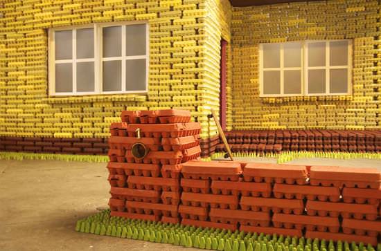 Eggo Exhibition: House Built Out of Recycled Egg Cartons 1 &bull; Recycled Art