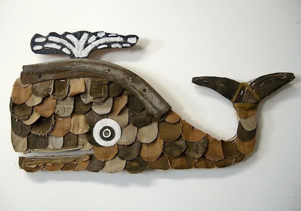 Leather Whales 2 &bull; Recycled Art