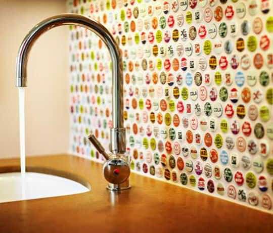 Bottle Cap Backsplash 1 &bull; Do-It-Yourself Ideas