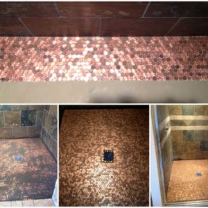 Shower Floor Made Out Of 5382 Pennies 1 &bull; Do-It-Yourself Ideas