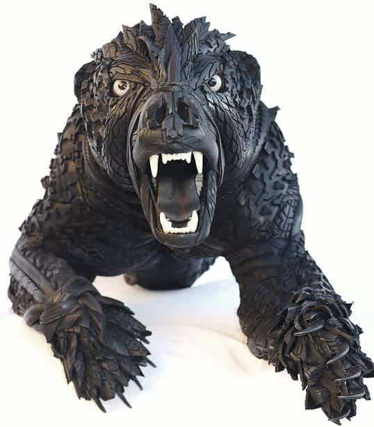 Amazing Recycled Tire Sculptures 2 • Recycled Art • Recyclart Bear-Front