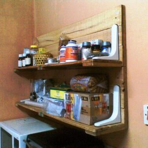 Plastic Bracket And Upcycled Pallet Wood Into Kitchen Shelf 3 &bull; Recycled Furniture