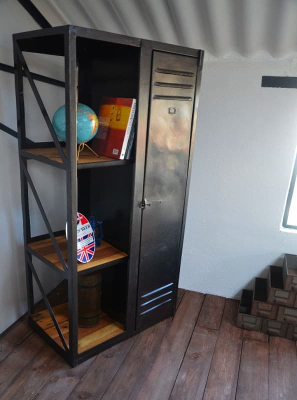 Industrial Wood & Metal Book Wardrobe 1 • Recycled Furniture • Recyclart DSC_0303