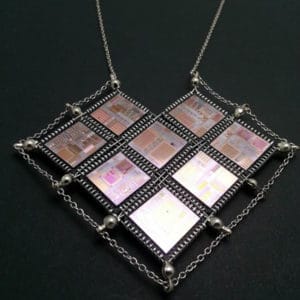 Hi-tech Valentine Heart Computer Chip and Wafer Necklace 3 &bull; Recycled Glass
