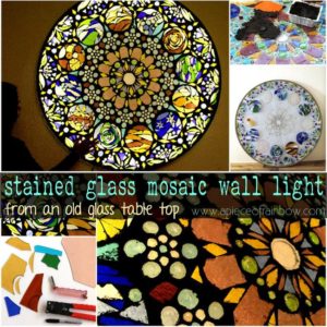 Turn An Old Glass Table Top Into A Stained Glass Mosaic Wall Light Art 15 &bull; Do-It-Yourself Ideas