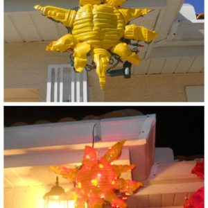 Eco Friendly Sunburst with Led Lights 3 &bull; Recycled Art