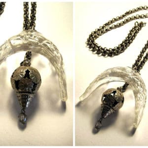 Long Decorated Wine Glass and Silver Plated Necklace 1 &bull; Recycled Glass