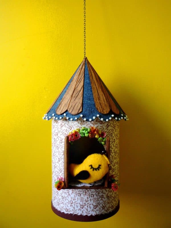 Birdhouse Made from Recycled Can, Scraps and a Cologne Box 1 &bull; Do-It-Yourself Ideas