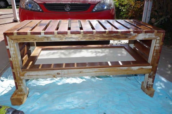 Safari Coffee Table With Stools Made From Upcycled Hardwood & Clear Wood 2 • Recycled Furniture • Recyclart 11169897_888404464535023_9116952955287856698_n