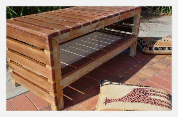 Safari Coffee Table With Stools Made From Upcycled Hardwood & Clear Wood 1 • Recycled Furniture • Recyclart 11182123_888406701201466_6811596624474041960_n