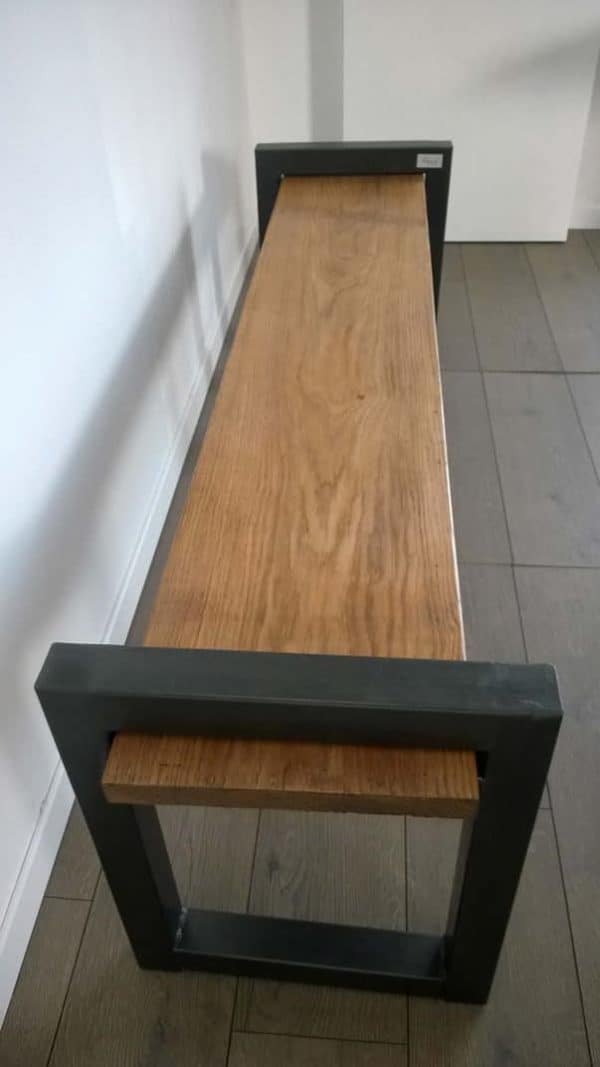 Wood & Metal Industrial Bench 3 &bull; Recycled Furniture