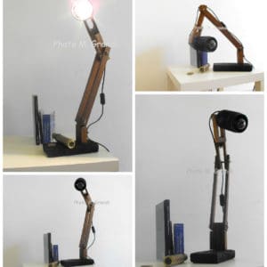 Desk Lamp Industrial Recycling Made From Upcycled Umbrella Slats 5 &bull; Recycled Art