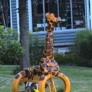 Girafe Stationnaire / Giraffe Made Out Of a Stationary Bike & Recycled Tires 3 &bull; Garden Ideas