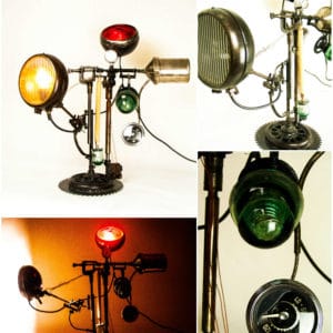 Industrial Metal Lamp Upcycled From Salvaged Moto 5 &bull; Lamps & Lights