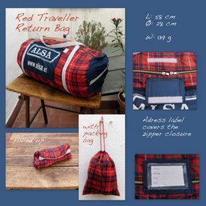 Red Traveller Return Bag: Umbrellas Recycled Into Bags 3 &bull; Recycled Cardboard