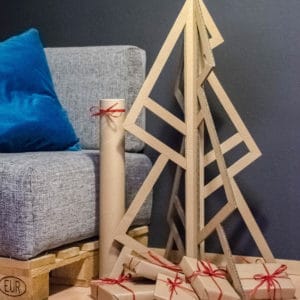 Christmas Tree Made of Upcycled Amazon Packaging 1 &bull; Recycled Cardboard