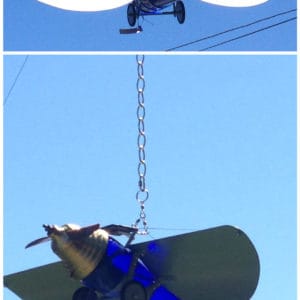 Solar Powered Trench Art Monoplane 3 &bull; Recycled Glass