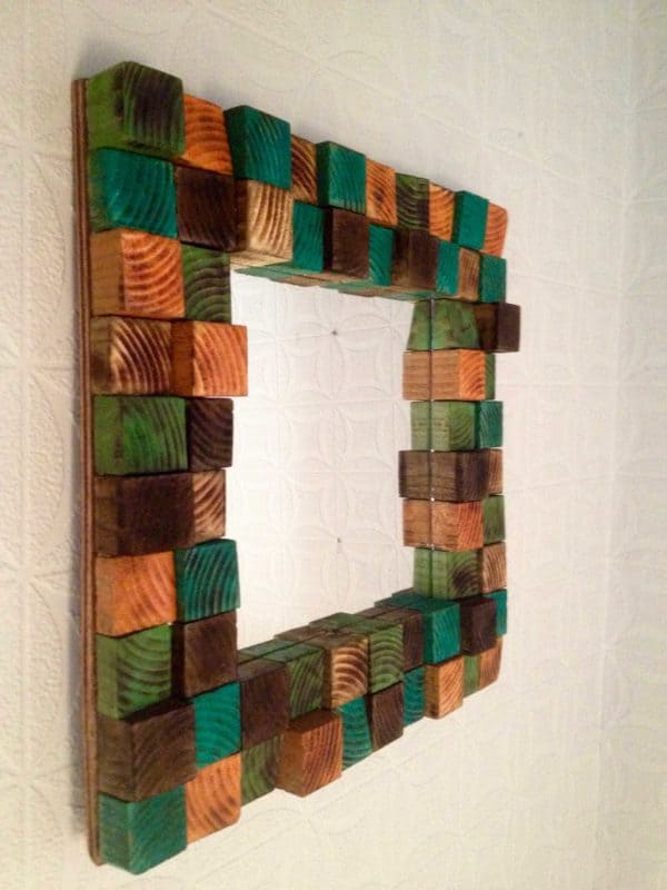 Mirror From 64 Repurposed Wood Blocks 2 • Wood & Organic • Recyclart recyclart.org-repurposed-estate-agents-for-sale-pole1